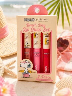 PEANUTS x CÉLAVI Beach Day Lip Gloss Set – 3 Piece | Snoopy